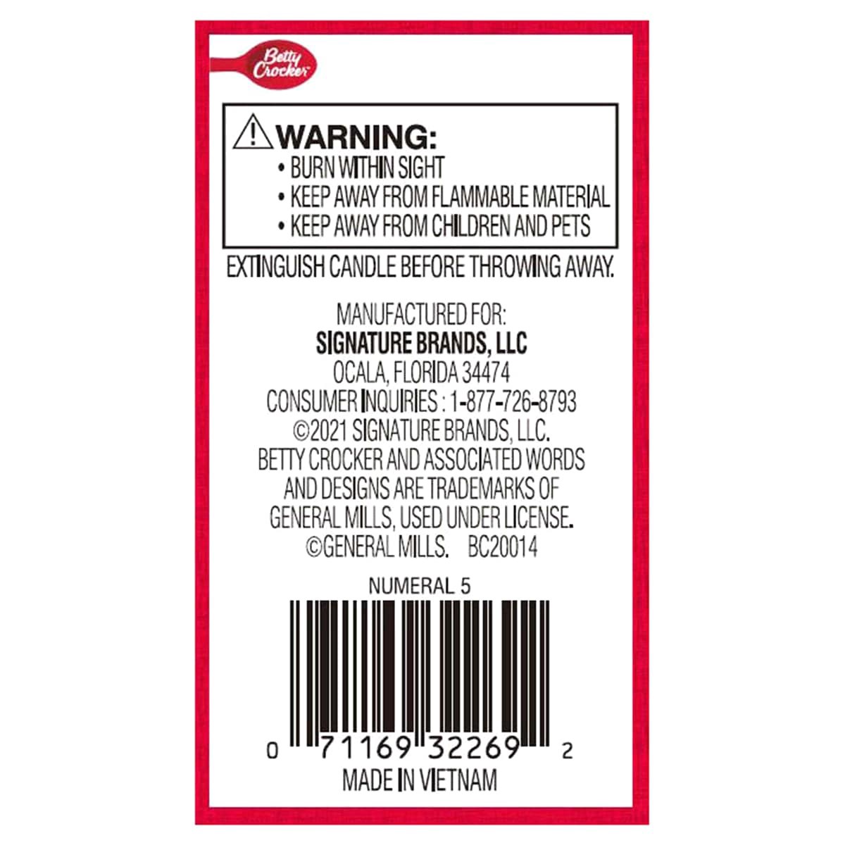 slide 2 of 2, Betty Crocker Premium Numeral Candle, 1 ct