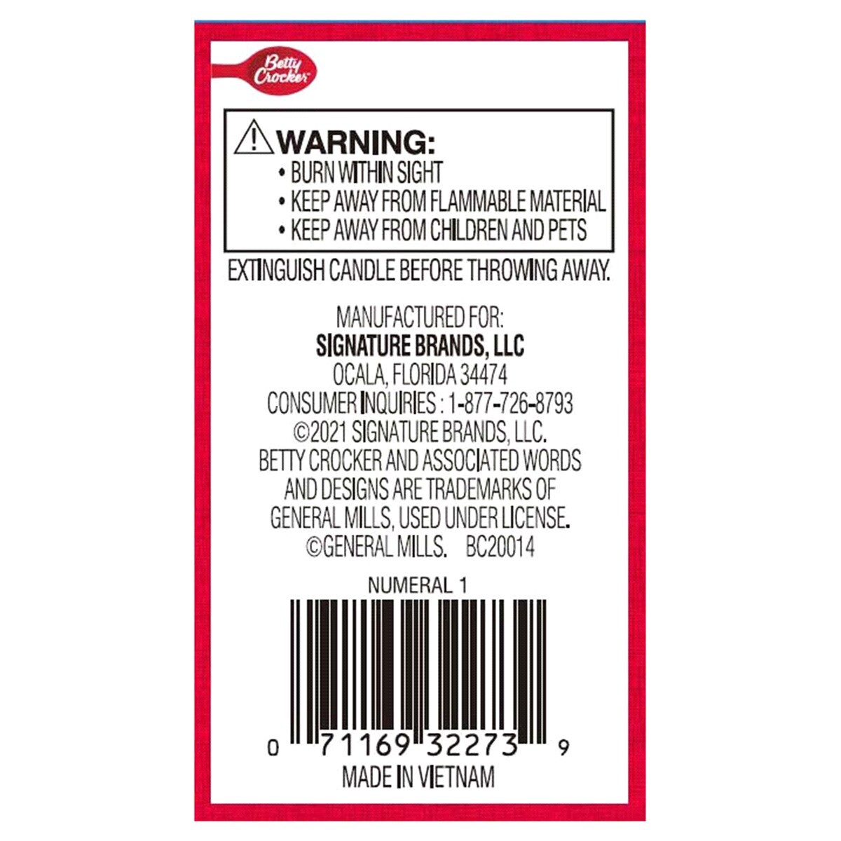 slide 2 of 2, Betty Crocker Premium Numeral Candle, 1 ct