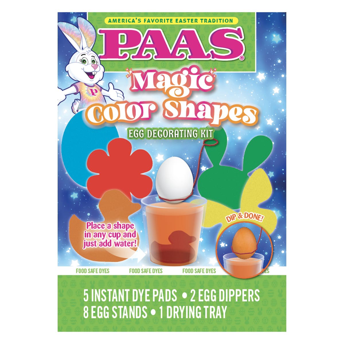 slide 1 of 9, PAAS Magic Color Shapes Egg Dying Kit, 1 ct