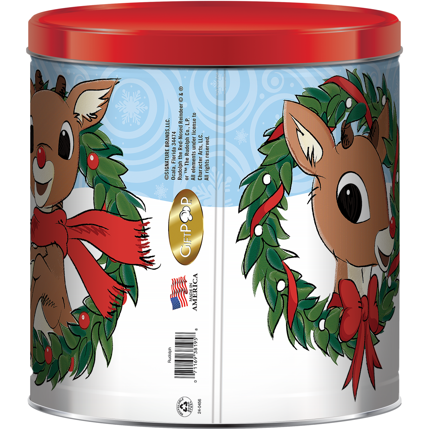 slide 2 of 2, Rudolph Pop Corn Tin, 1 ct