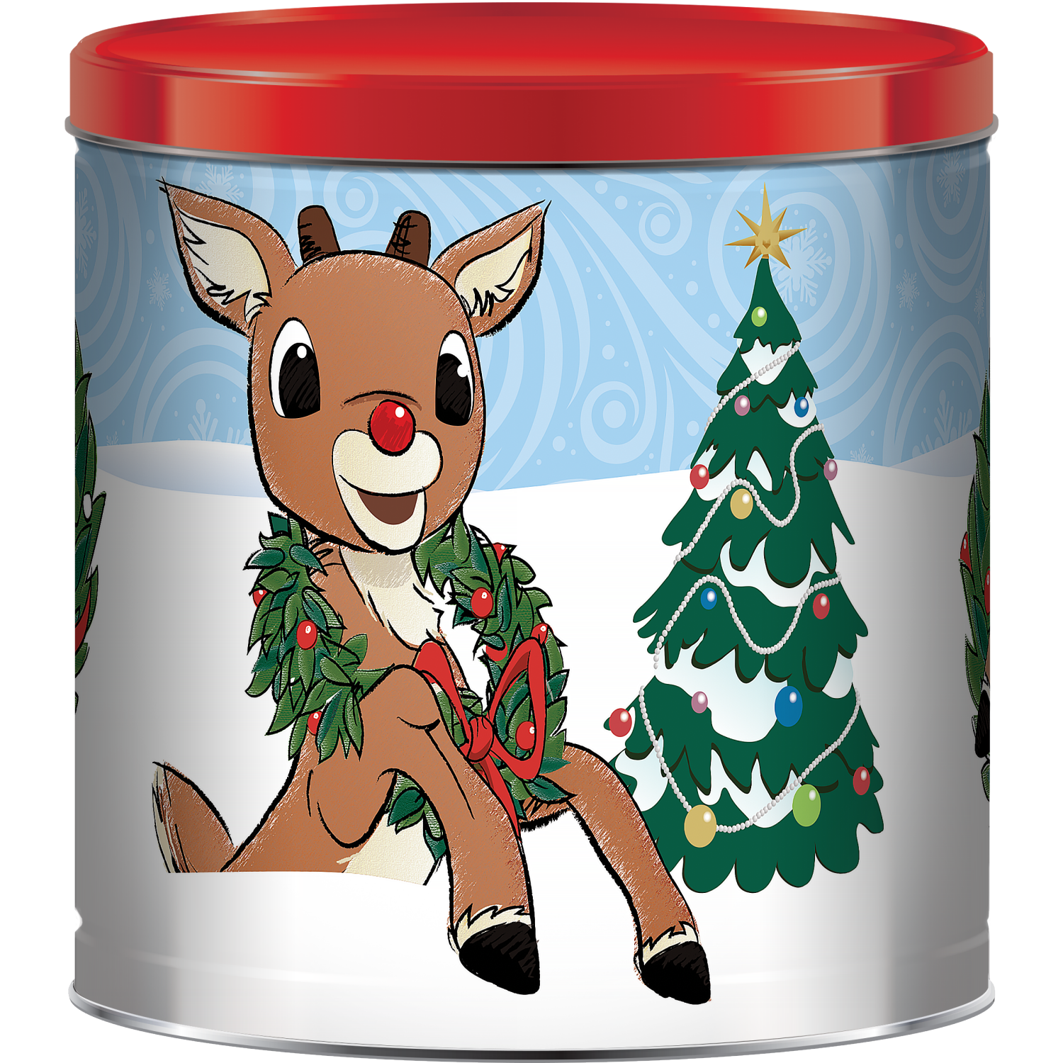 slide 1 of 2, Rudolph Pop Corn Tin, 1 ct