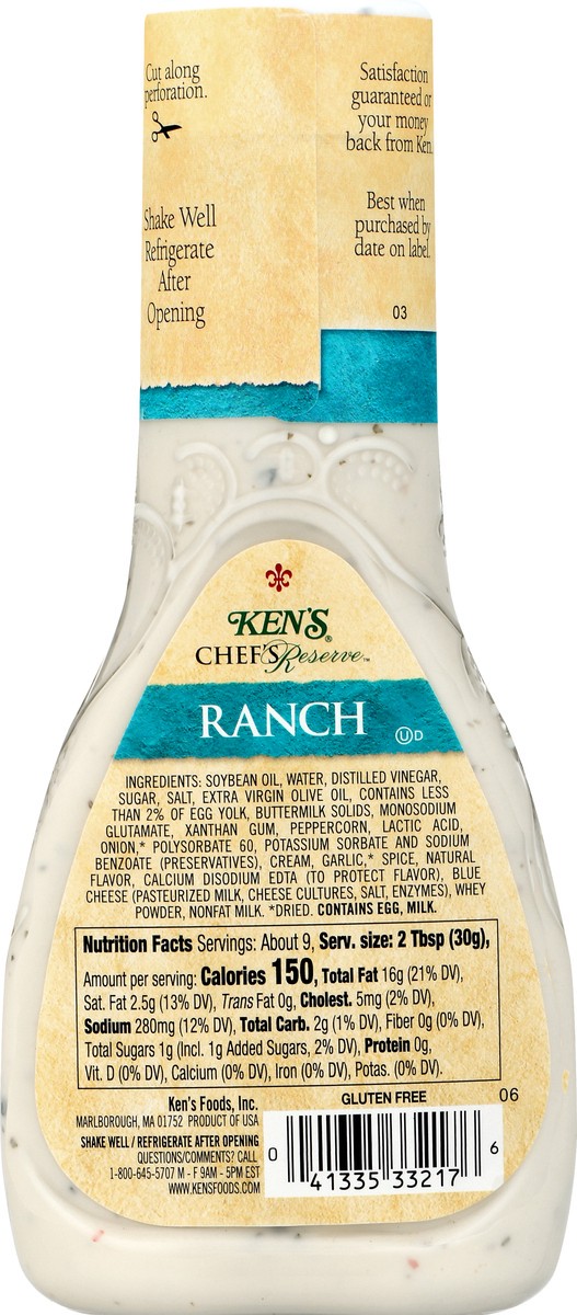 slide 7 of 10, Ken's Steak House Chef's Reserve Ranch Dressing 9 oz, 9 oz