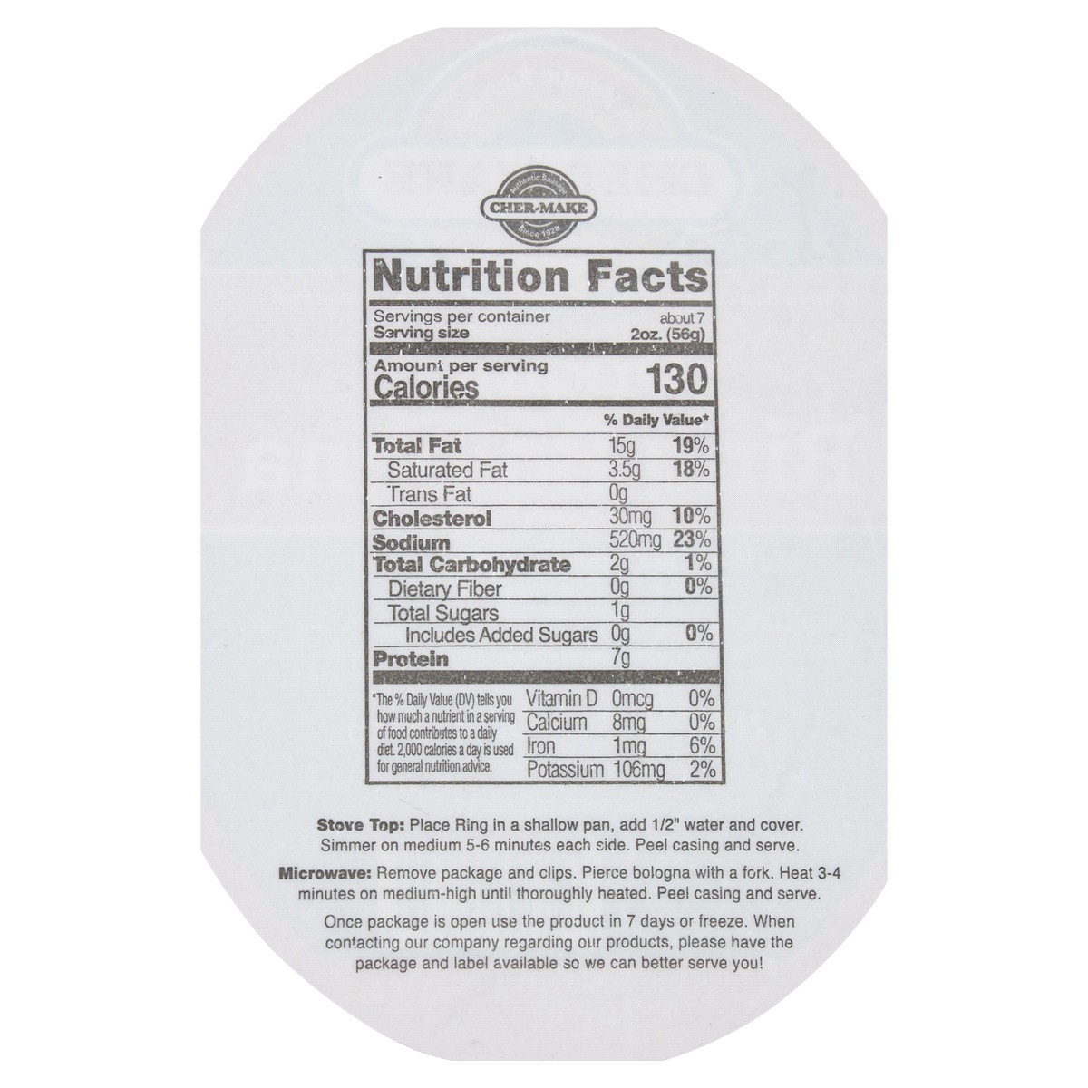 slide 2 of 2, Cher-Make Original Ring Bologna, 14 oz, 14 oz