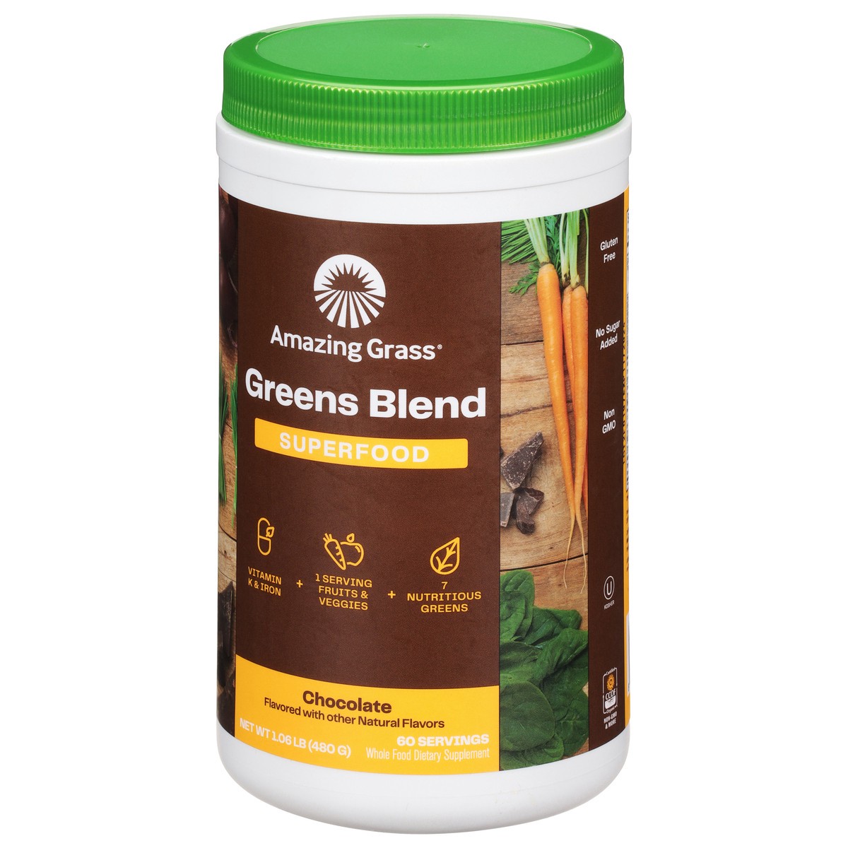 slide 3 of 9, Amazing Grass Superfood Chocolate Greens Blend 1.06 lb, 1.06 lb