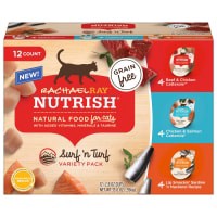slide 10 of 21, Rachael Ray Nutrish Natural Wet Cat Food, Grain Free Surf 'n Turf Variety Pack, 2.8 oz tubs, Pack of 12, 33.6 oz