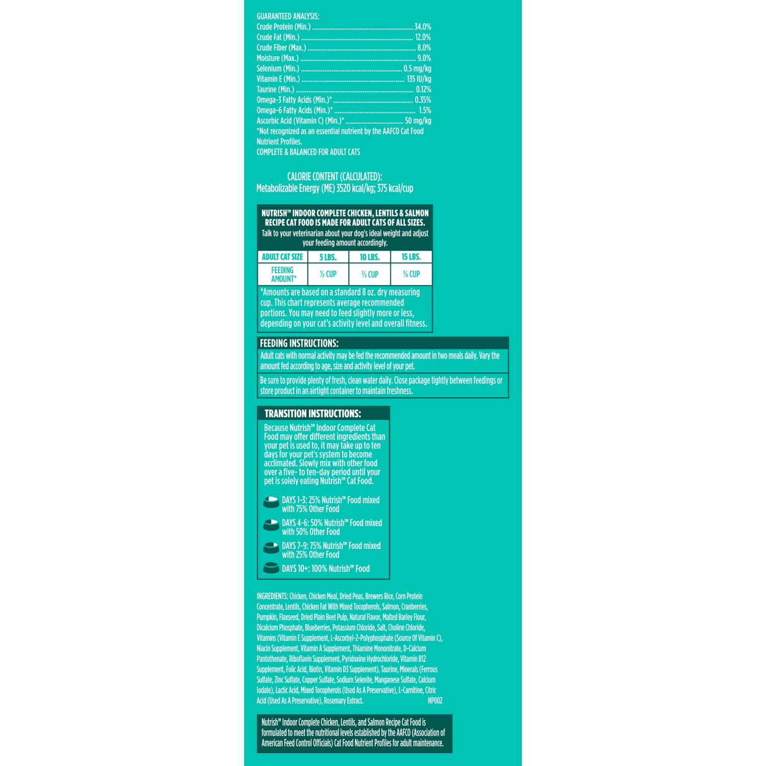 slide 4 of 8, Rachael Ray Nutrish Indoor Complete Chicken With Salmon & Lentils Dry Cat Food, 48 oz