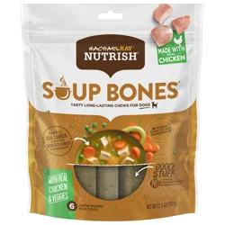 Rachael Ray Nutrish Soup Bones Dog Chews With Real Chicken & Veggies, 12.6 Oz., 6 Count