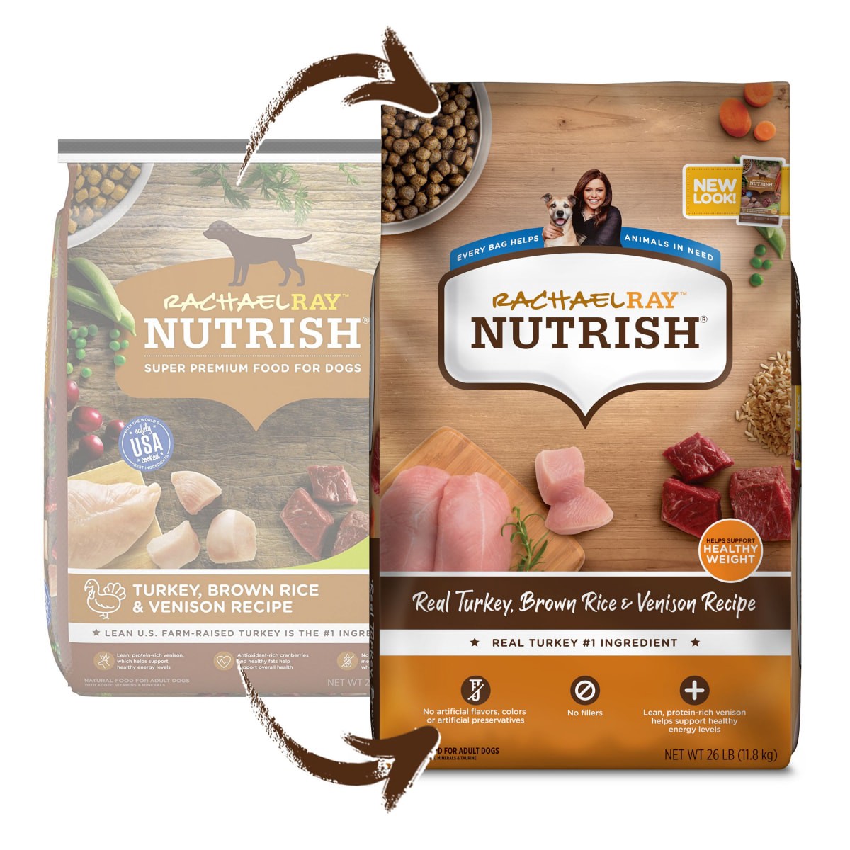 slide 5 of 29, Rachael Ray Nutrish Real Turkey, Brown Rice and Venison Recipe, Dry Dog Food, 26 lb. Bag, 26 lb