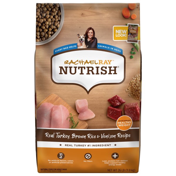 slide 8 of 29, Rachael Ray Nutrish Real Turkey, Brown Rice and Venison Recipe, Dry Dog Food, 26 lb. Bag, 26 lb