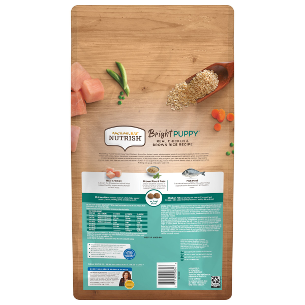 slide 3 of 21, Rachael Ray Nutrish Puppy Real Chicken & Brown Rice Recipe Whole Health Blend Dry Dog Food, 6 lb. Bag (Rachael Ray), 96 oz