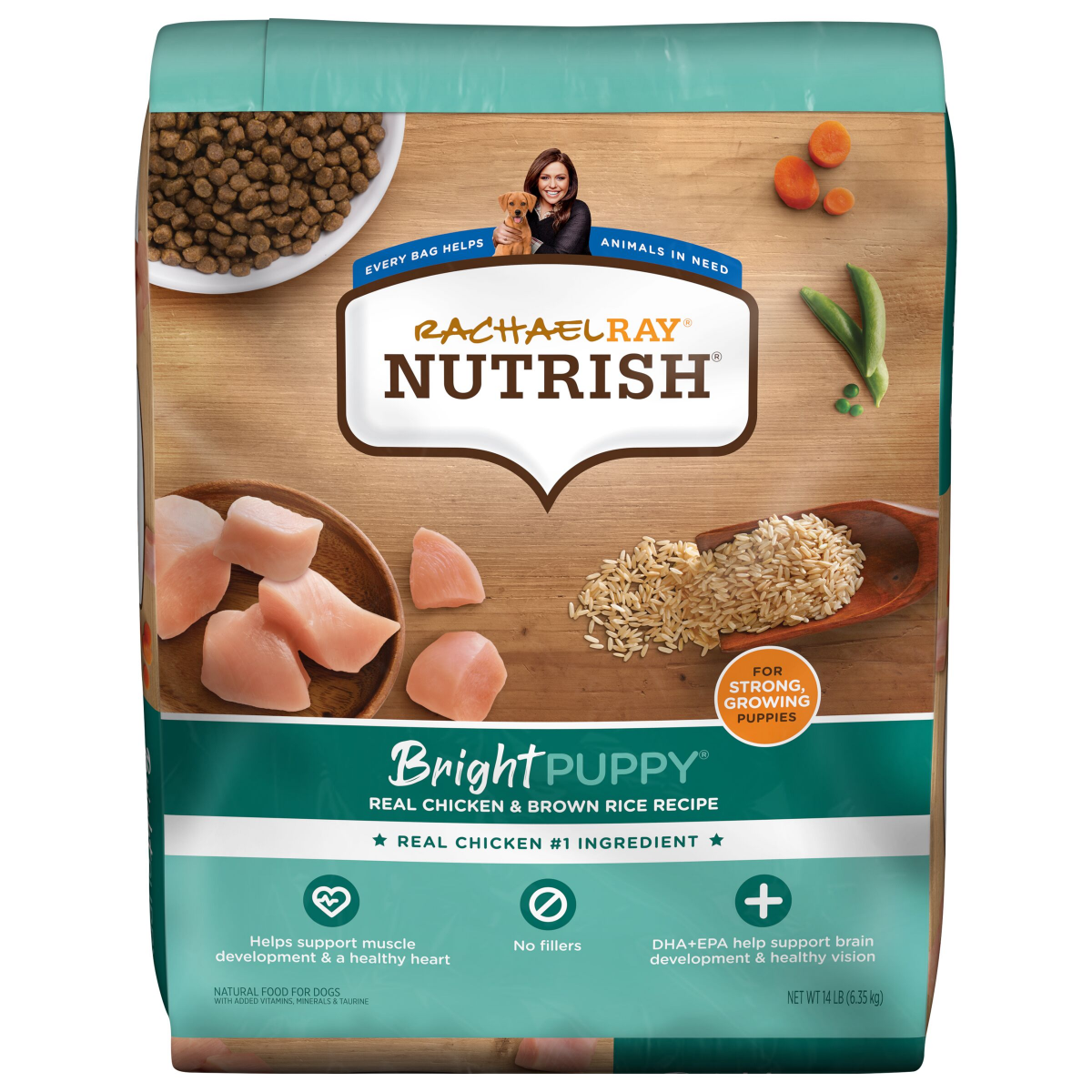 slide 9 of 25, Rachael Ray Nutrish Bright Puppy Real Chicken & Brown Rice Recipe Dry Dog Food, 14 lb. Bag, 14 lb