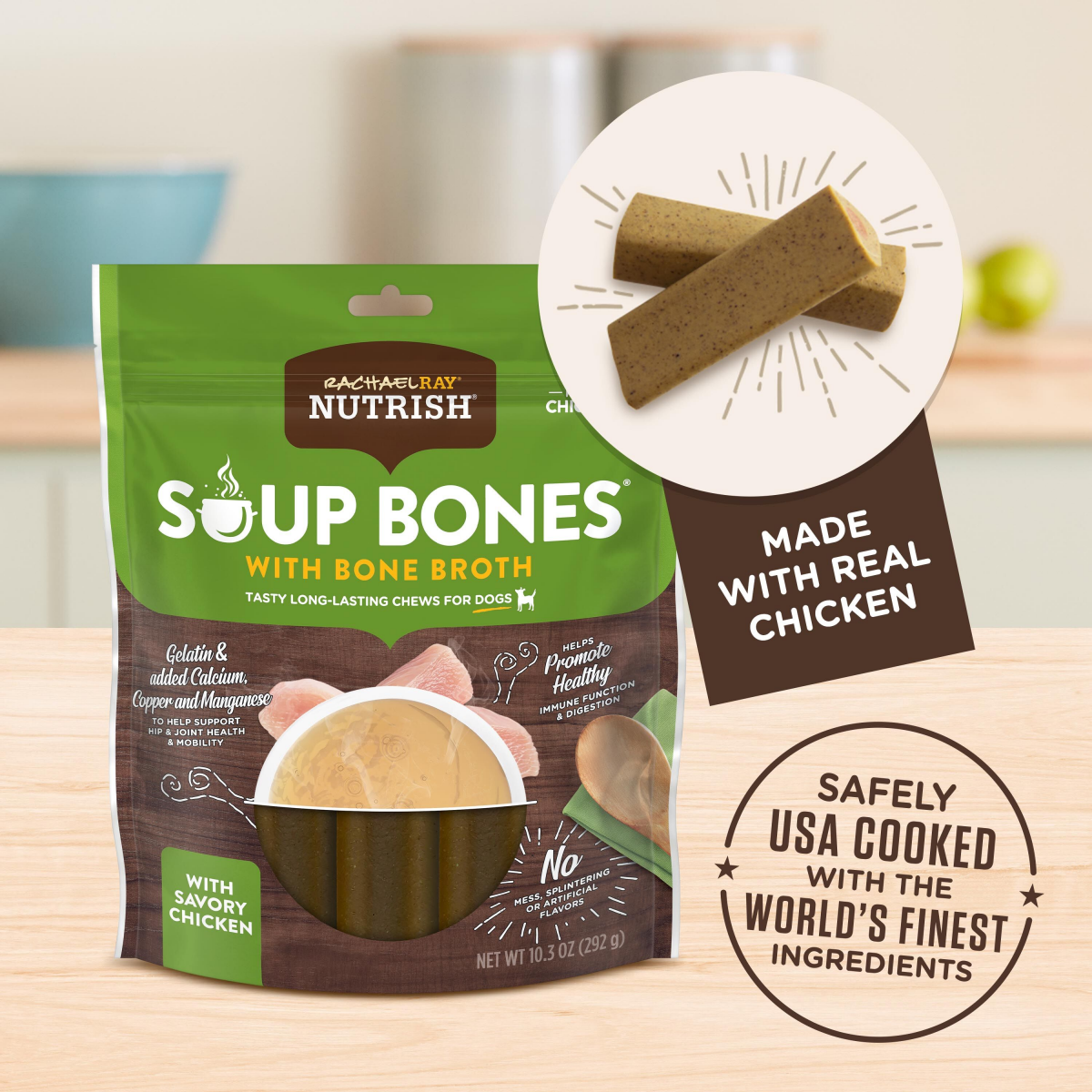 slide 17 of 21, Rachael Ray Nutrish Soup Bones With Bone Broth Dog Chews With Savory Chicken, 5 Dog Chews, 10.3 oz