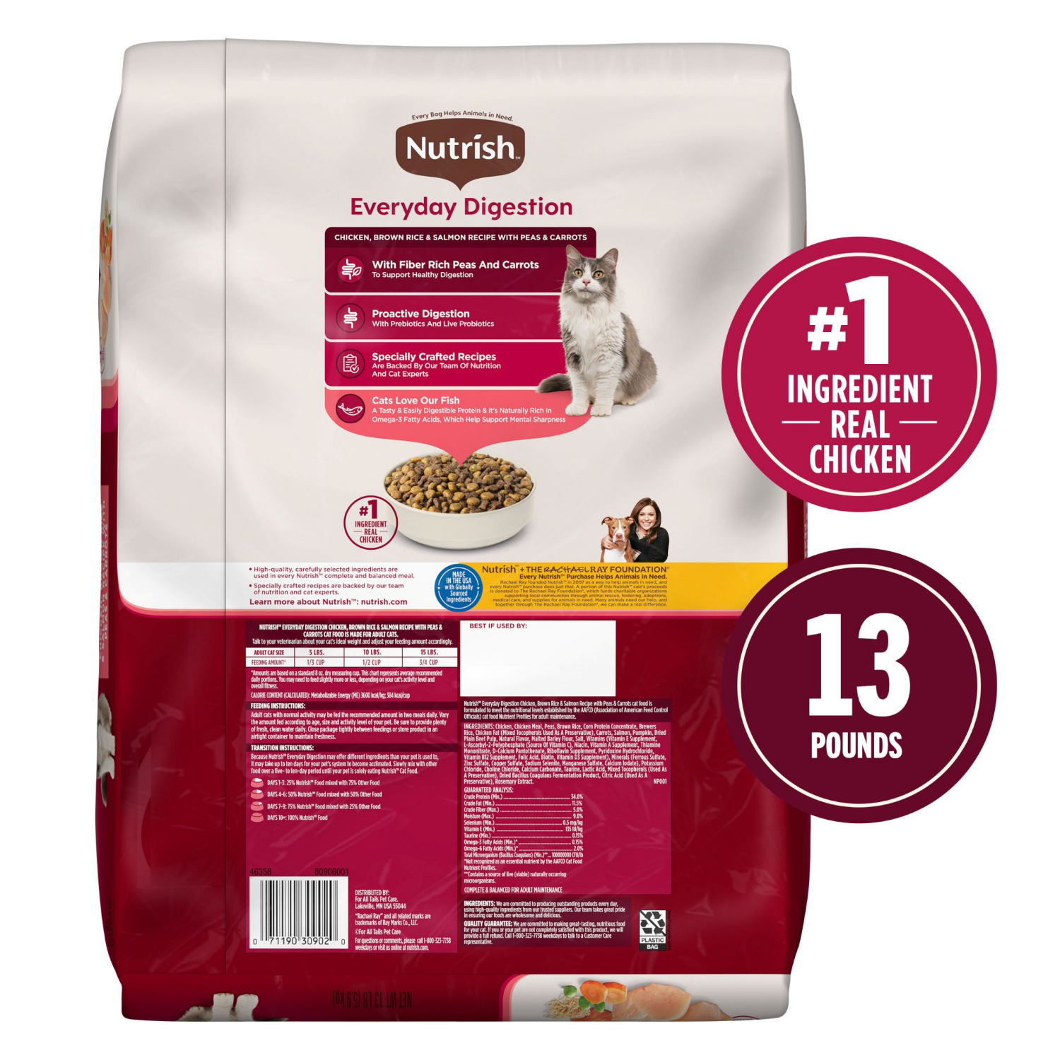 slide 4 of 8, 1/13Lb Rrntsh Ev Dgstn Chkn Brn Rice Salmon Veg, 13 lb