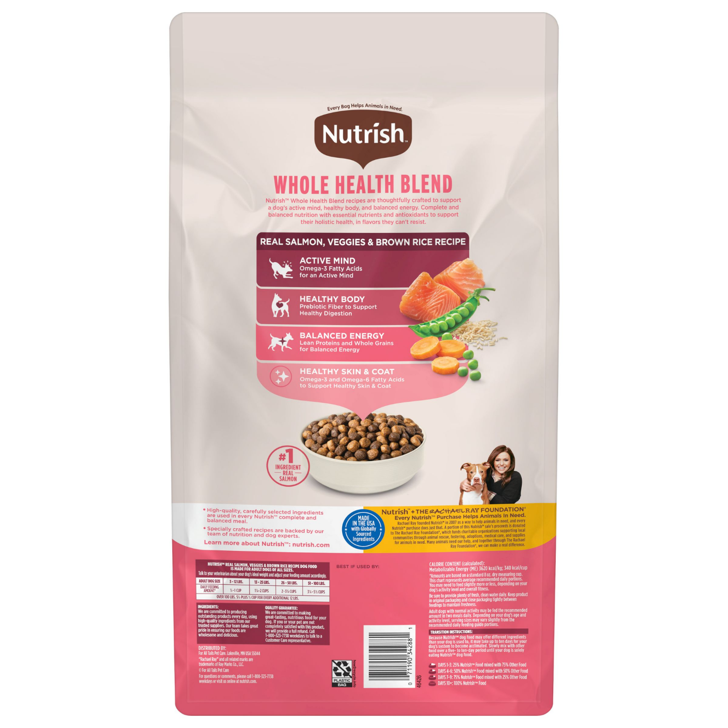 slide 2 of 8, Nutrish Dry Dog Food Whole Health Blend Real Salmon, Veggies & Brown Rice Recipe, 5.5 Lb. Bag, 5.5 lb