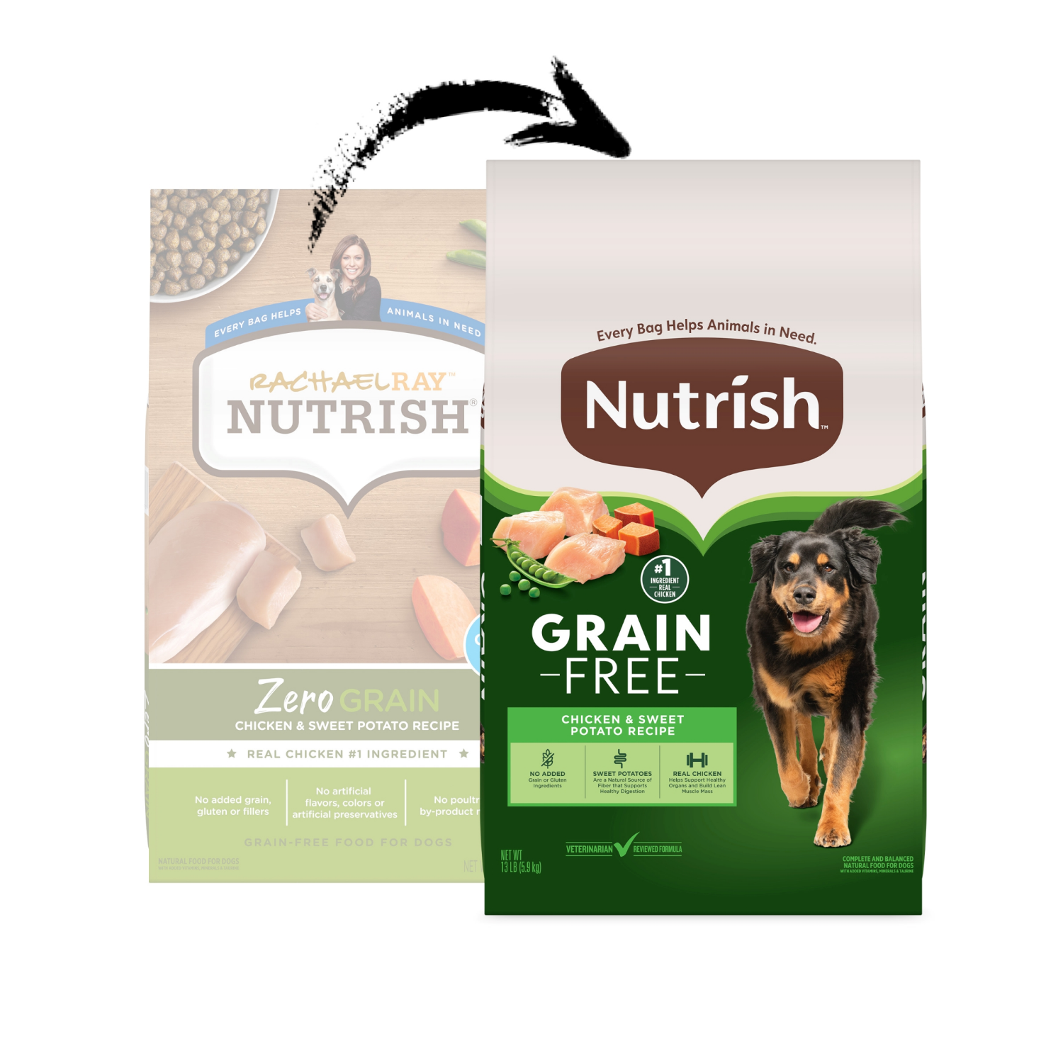 slide 6 of 8, Nutrish Grain Free Chicken and Sweet Potato Recipe Dry Dog Food - 13lbs, 13 fl oz