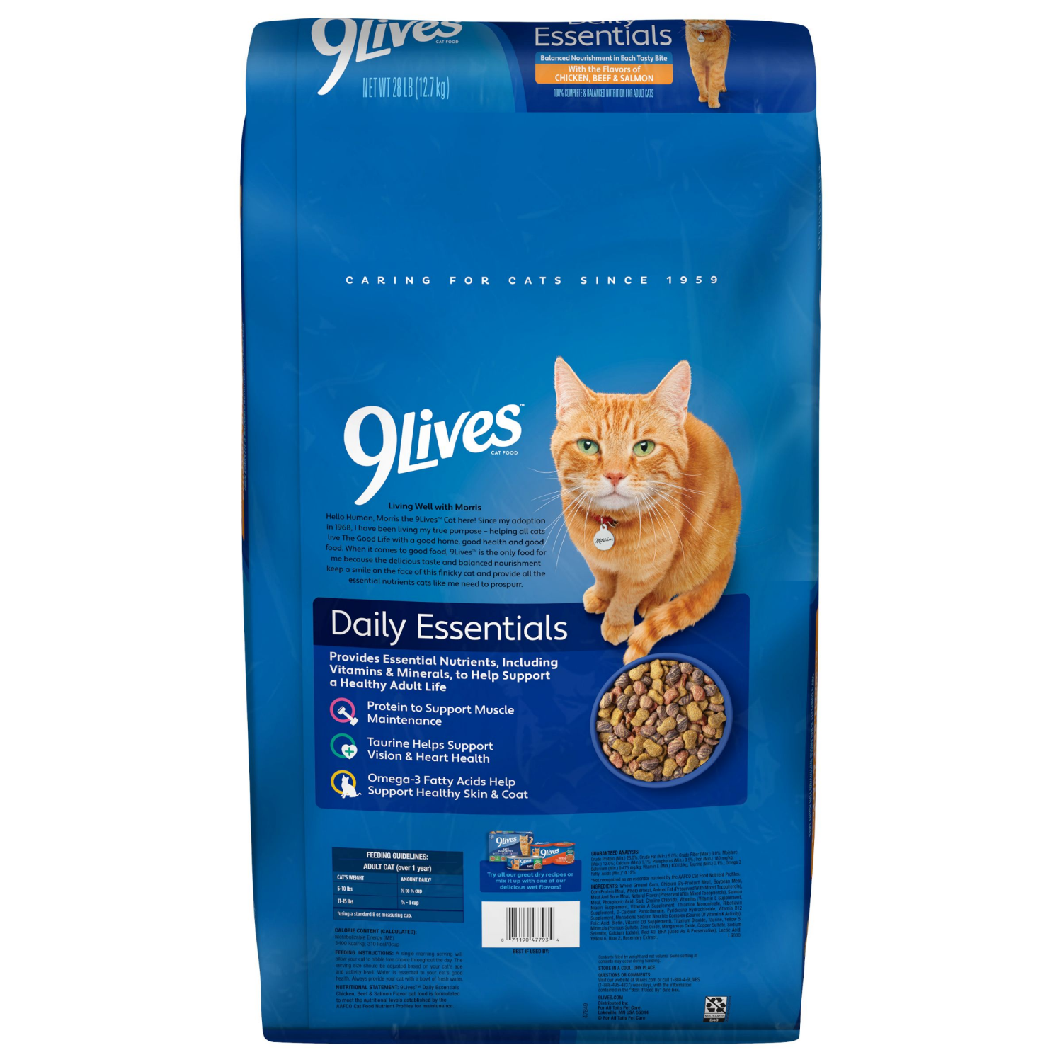 slide 2 of 7, 1/28Lb 9Lives Dly Essntls, 28 lb