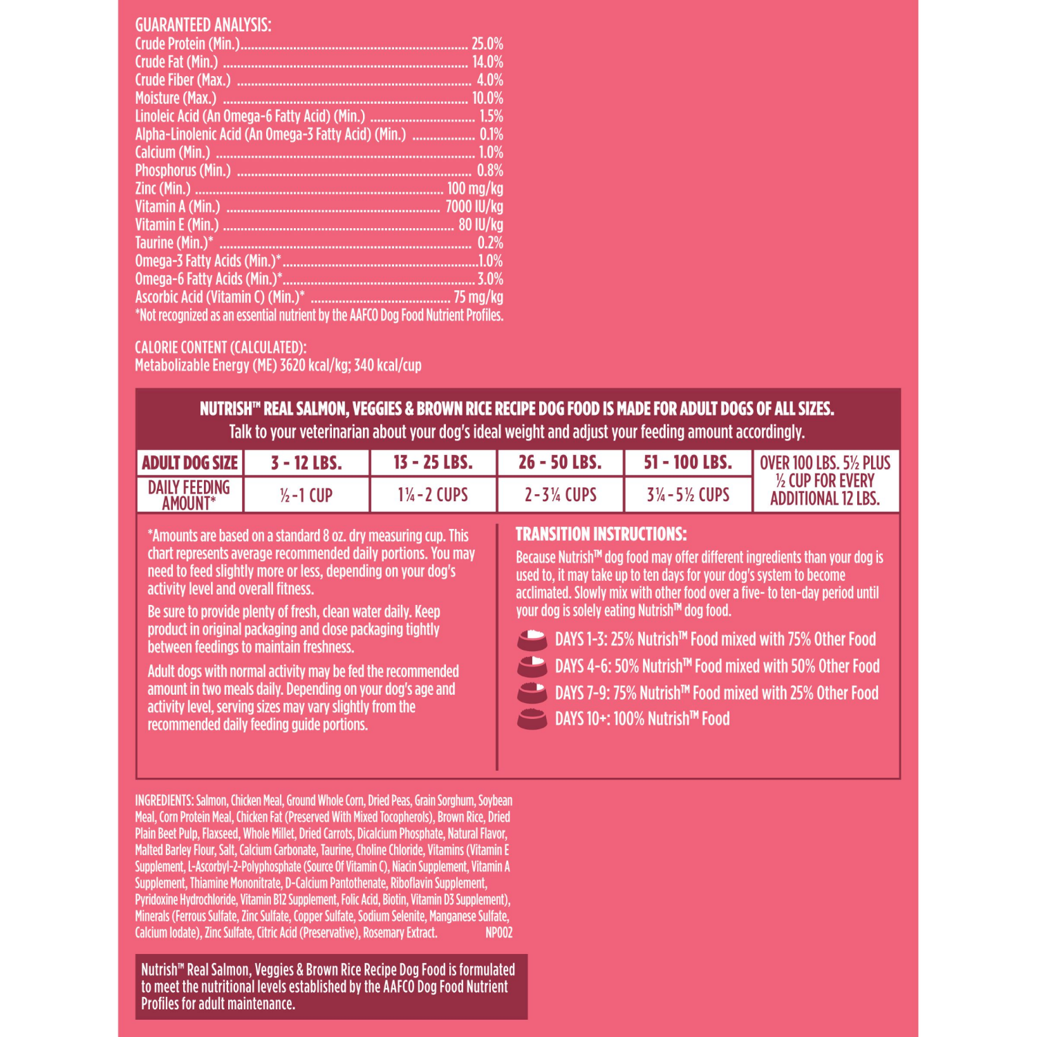 slide 4 of 8, Nutrish Dry Dog Food Whole Health Blend Real Salmon, Veggies & Brown Rice Recipe, 26 Lb. Bag, 416 oz