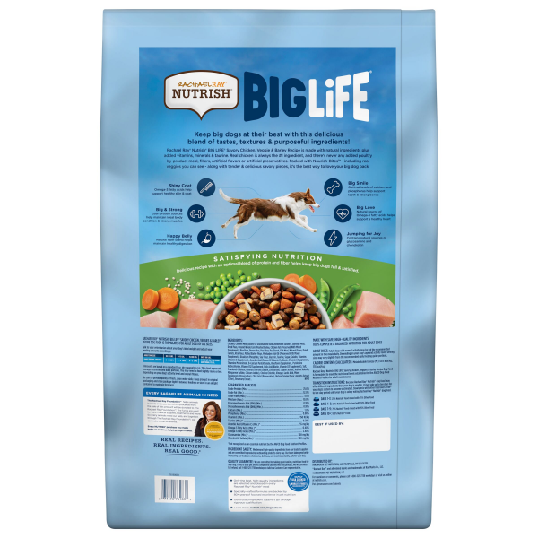slide 4 of 29, Rachael Ray Nutrish Big Life Savory Chicken, Veggies & Barley Recipe Dry Dog Food, 40 lb. Bag, 640 oz
