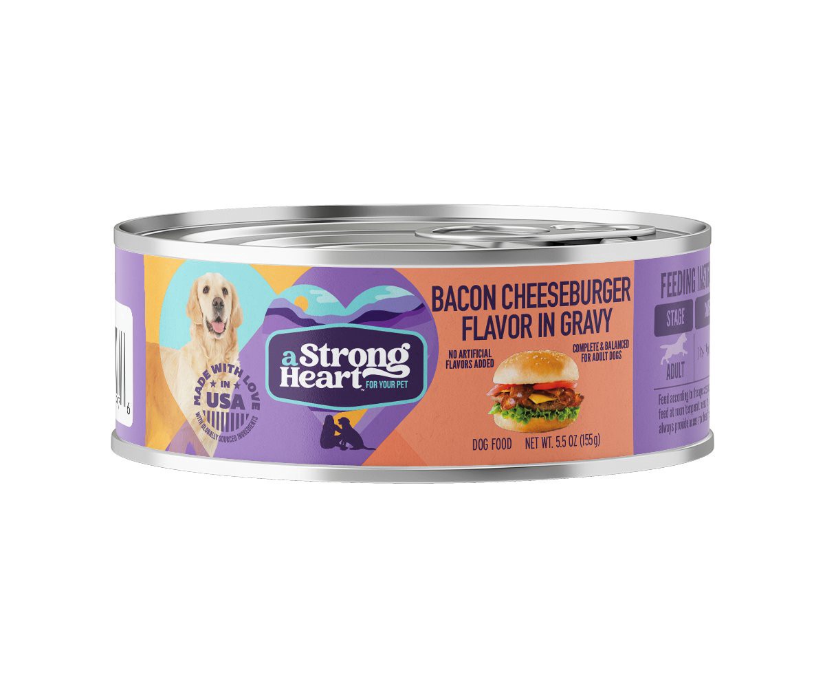 slide 1 of 1, A Strong Heart Adult Complete & Balanced in Gravy Bacon Cheeseburger Flavor in Gravy Dog Food 5.5 oz, 5.5 oz