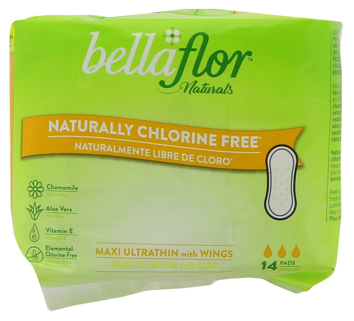 slide 1 of 1, Bella Flor Maxi Ultrathin Pads With Wings, 14 ct