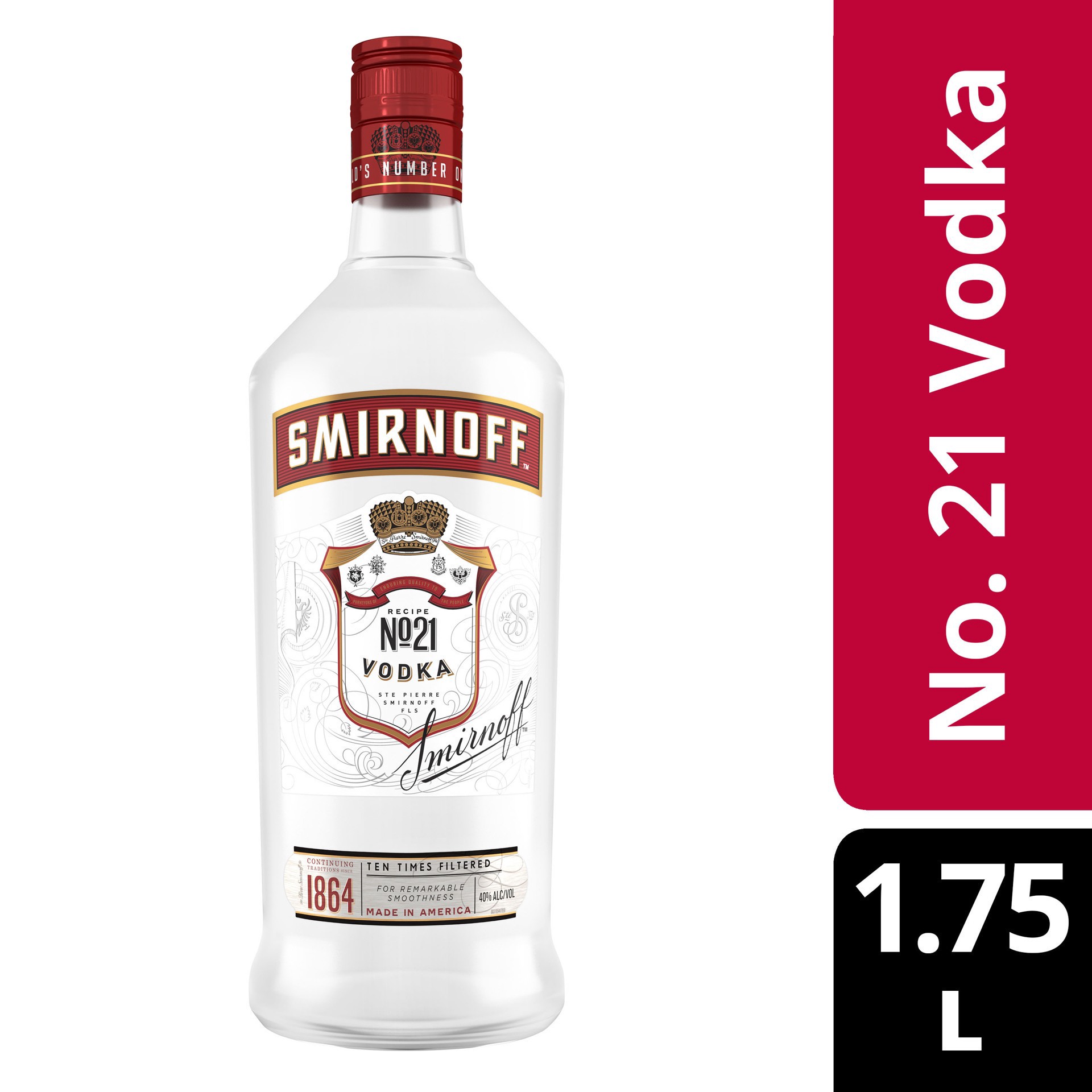 slide 5 of 5, Smirnoff Company Smirnoff No.21 Red Vodka, 1.75 liter