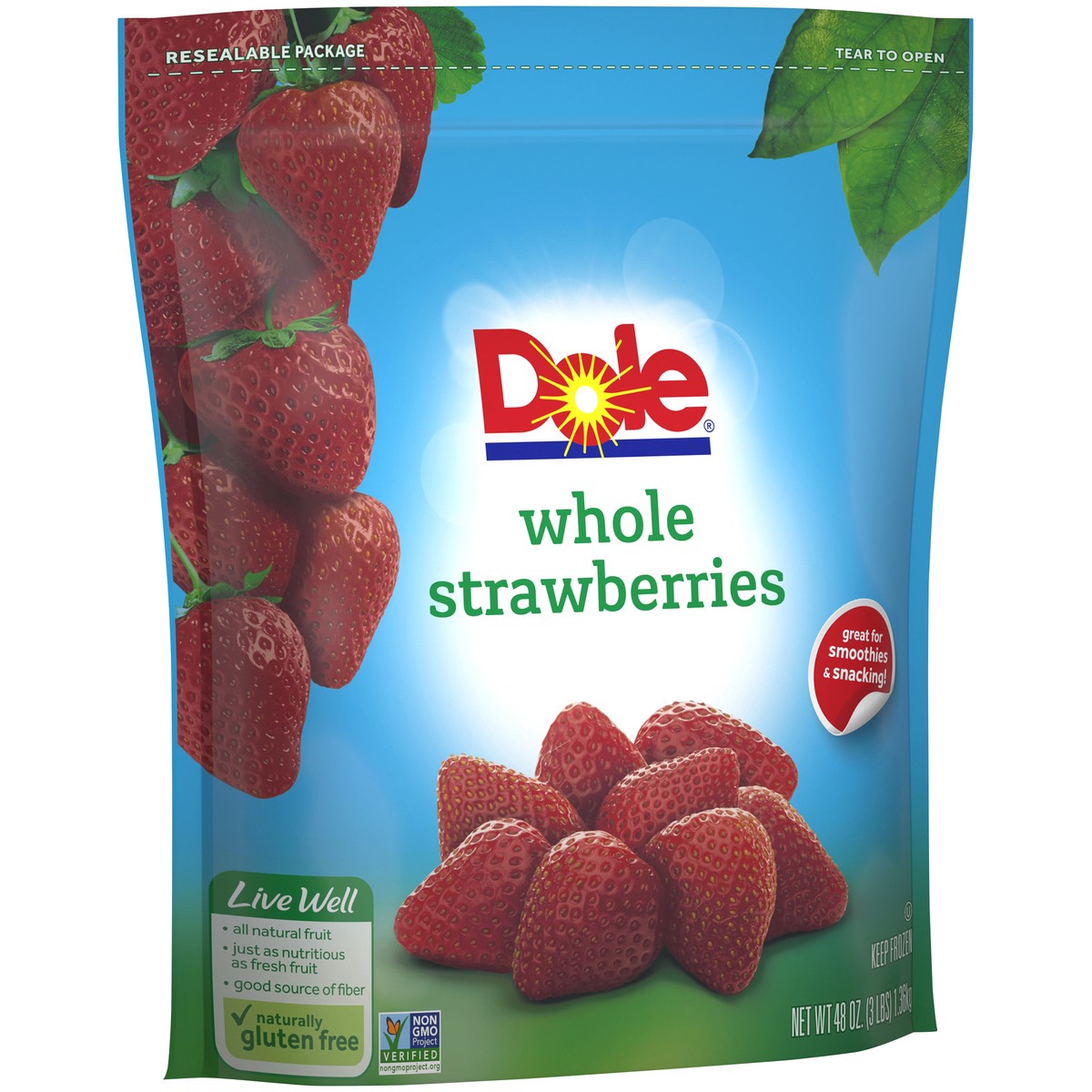 slide 2 of 9, Dole Whole Strawberries 48 oz. Stand Up Bag, 48 oz