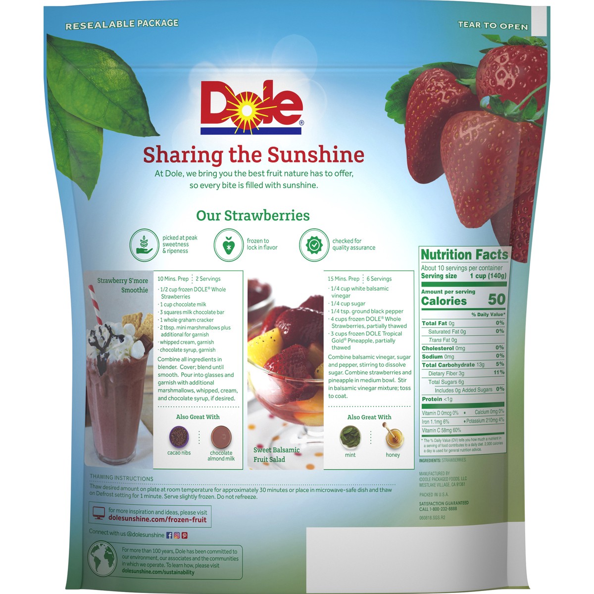 slide 5 of 9, Dole Whole Strawberries 48 oz. Stand Up Bag, 48 oz