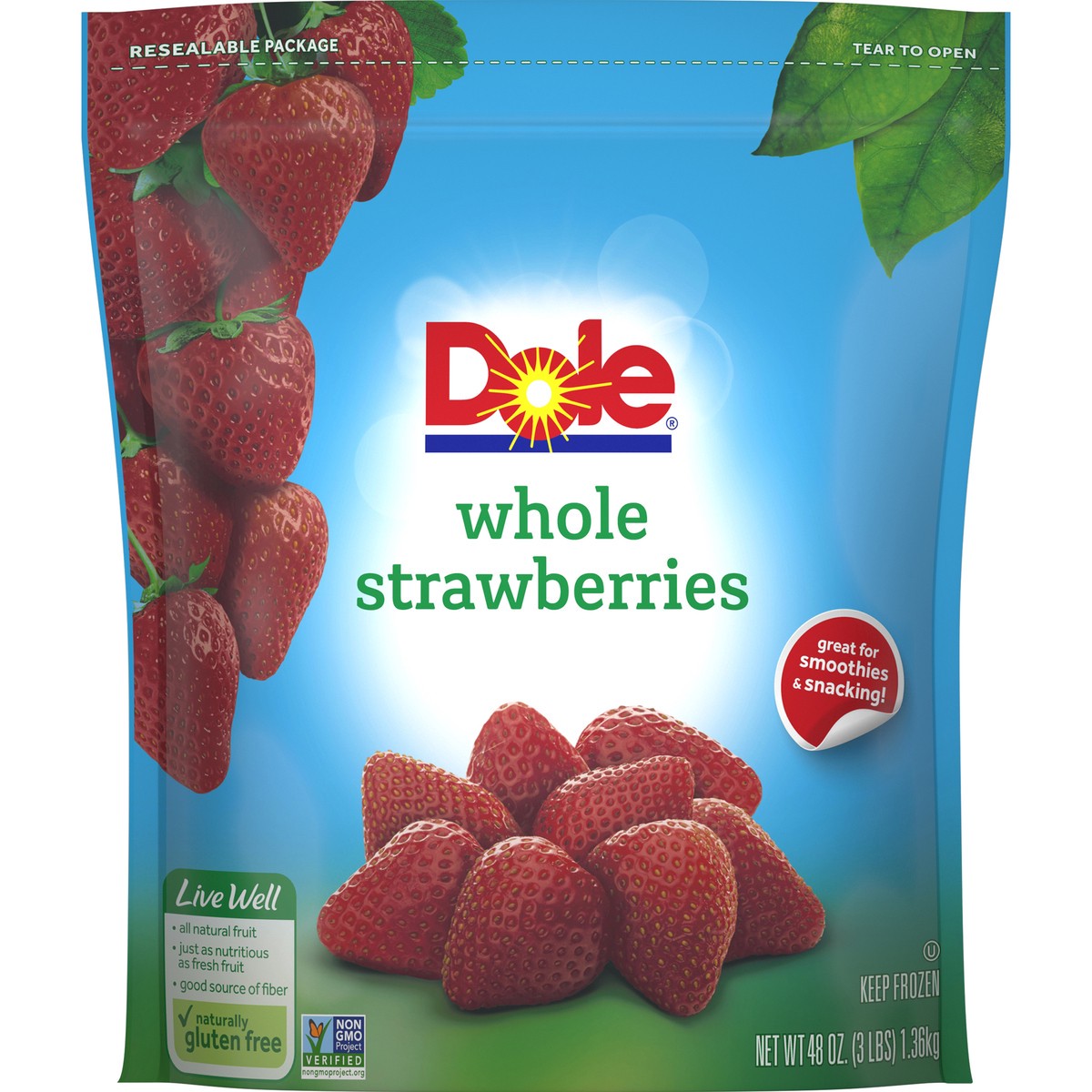 slide 6 of 9, Dole Whole Strawberries 48 oz. Stand Up Bag, 48 oz