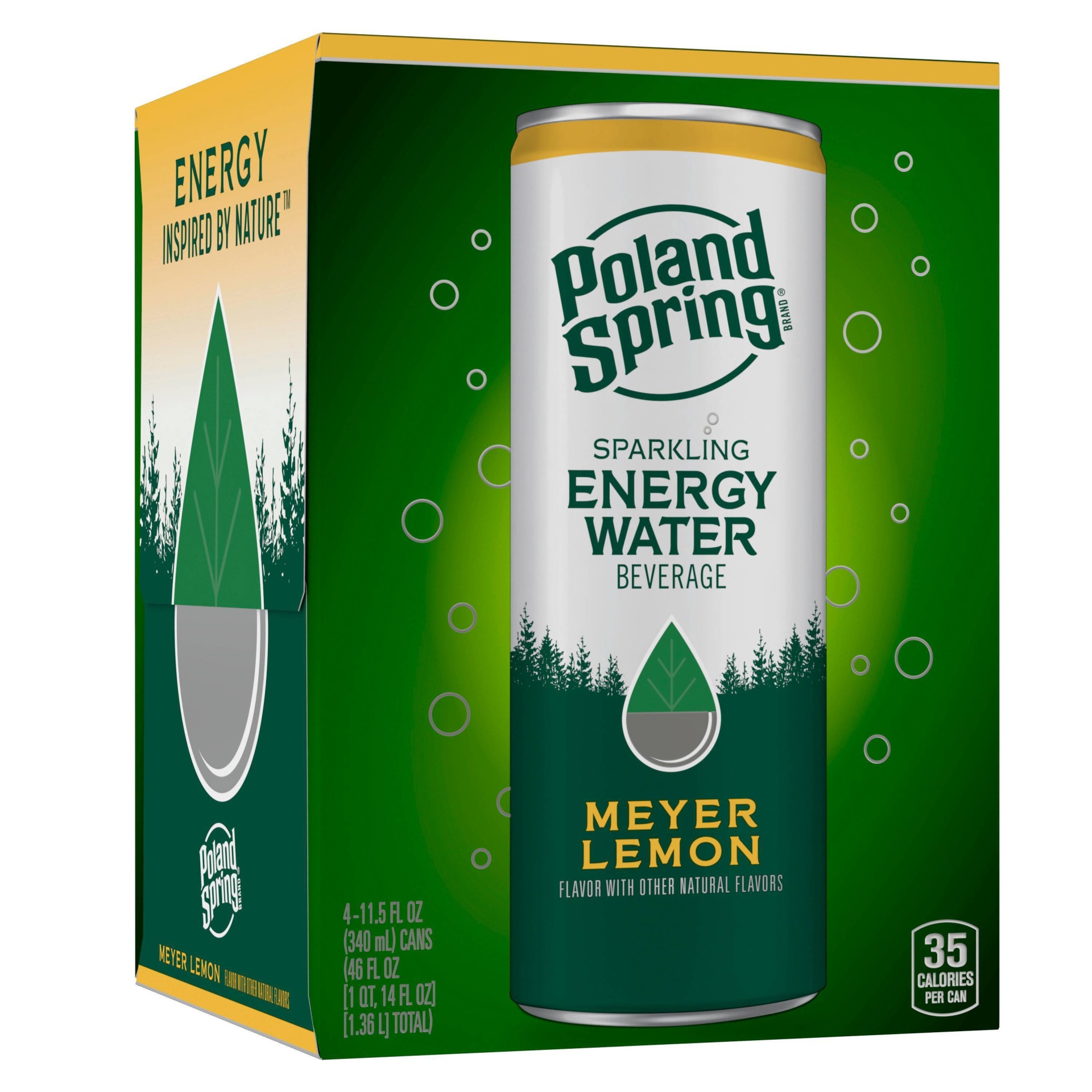 slide 1 of 1, Poland Spring Sparkling Energy Water Beverage Meyer Lemon - 45.99 fl oz, 45.99 fl oz