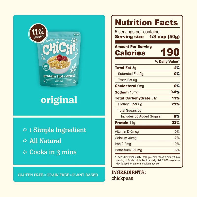 slide 3 of 9, Chichi Protein Original Hot Cereal 8.8 oz, 8.8 oz