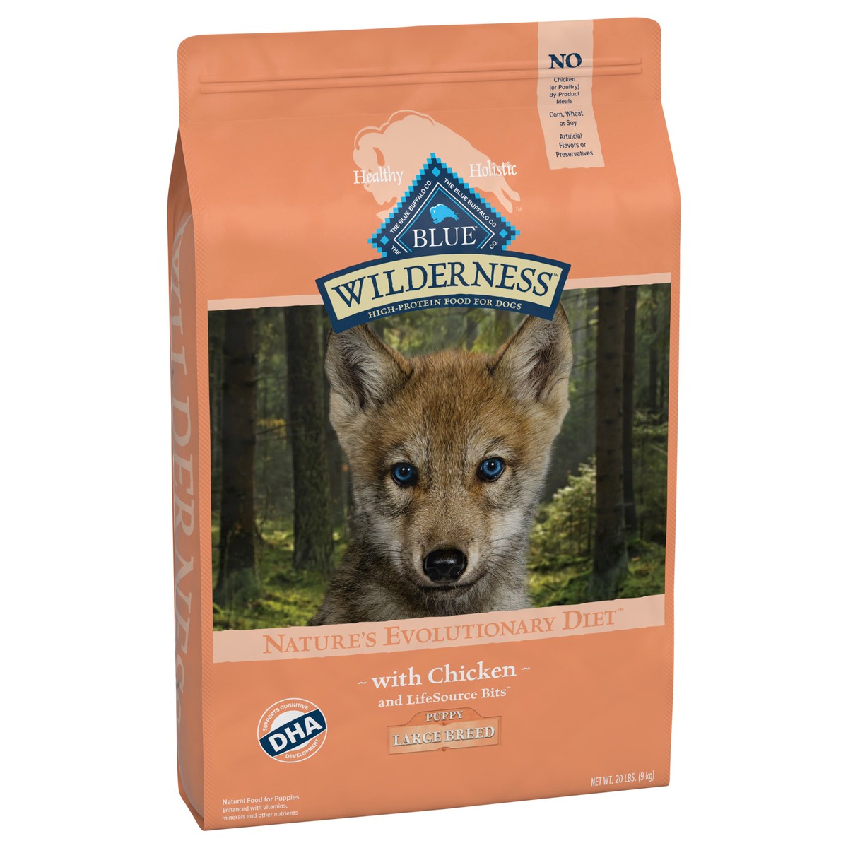 slide 13 of 13, Blue Buffalo Wilderness High Protein, Natural Puppy Large Breed Dry Dog Food, Chicken 20-lb, 20 lb