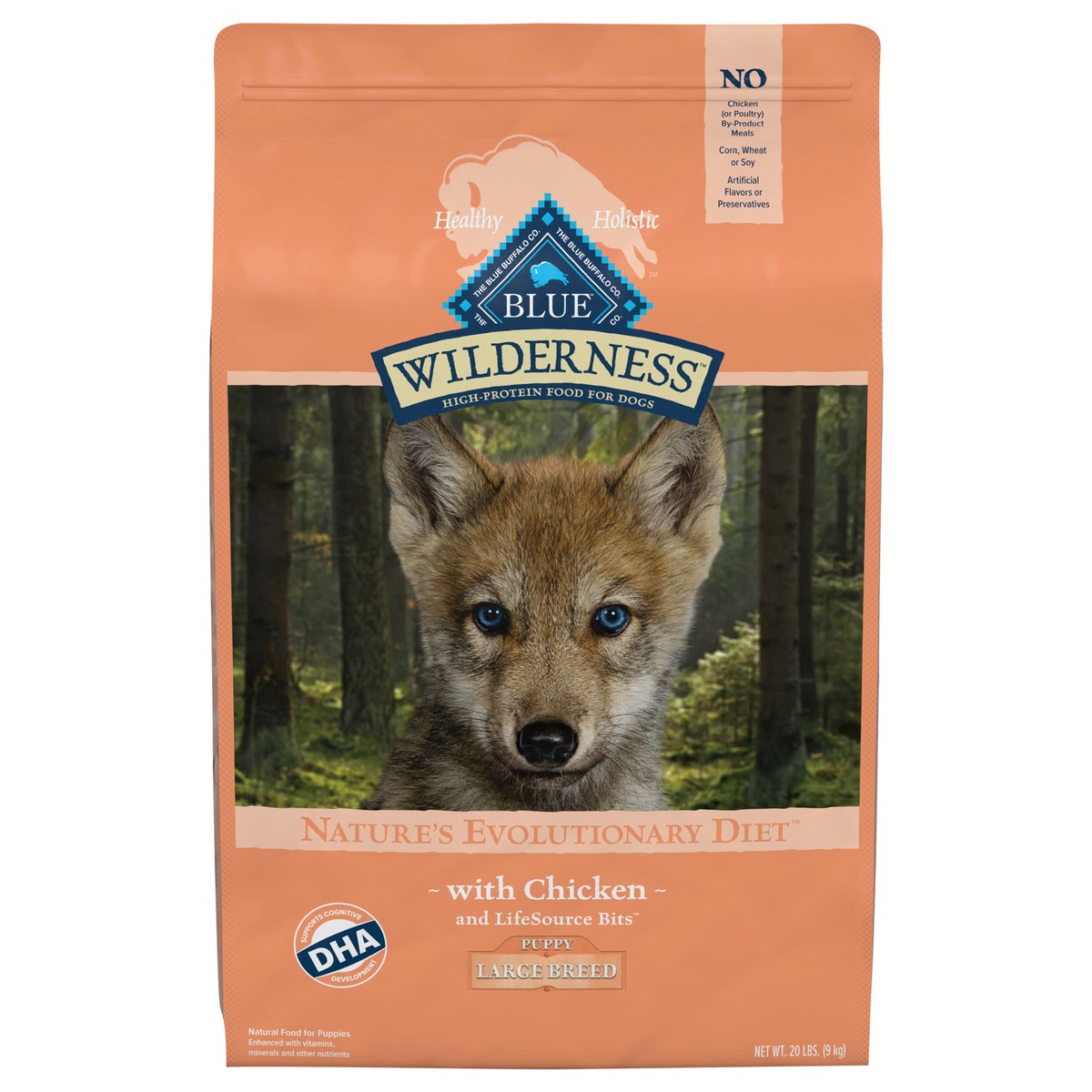 slide 6 of 13, Blue Buffalo Wilderness High Protein, Natural Puppy Large Breed Dry Dog Food, Chicken 20-lb, 20 lb