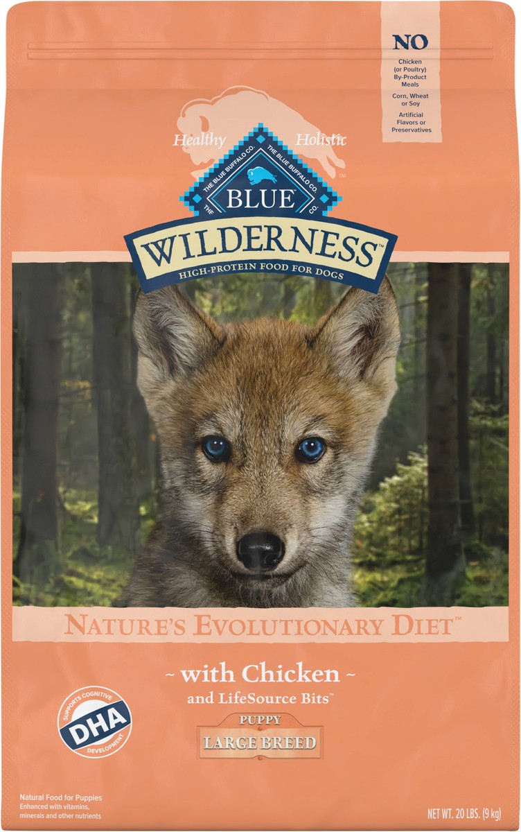 slide 7 of 13, Blue Buffalo Wilderness High Protein, Natural Puppy Large Breed Dry Dog Food, Chicken 20-lb, 20 lb