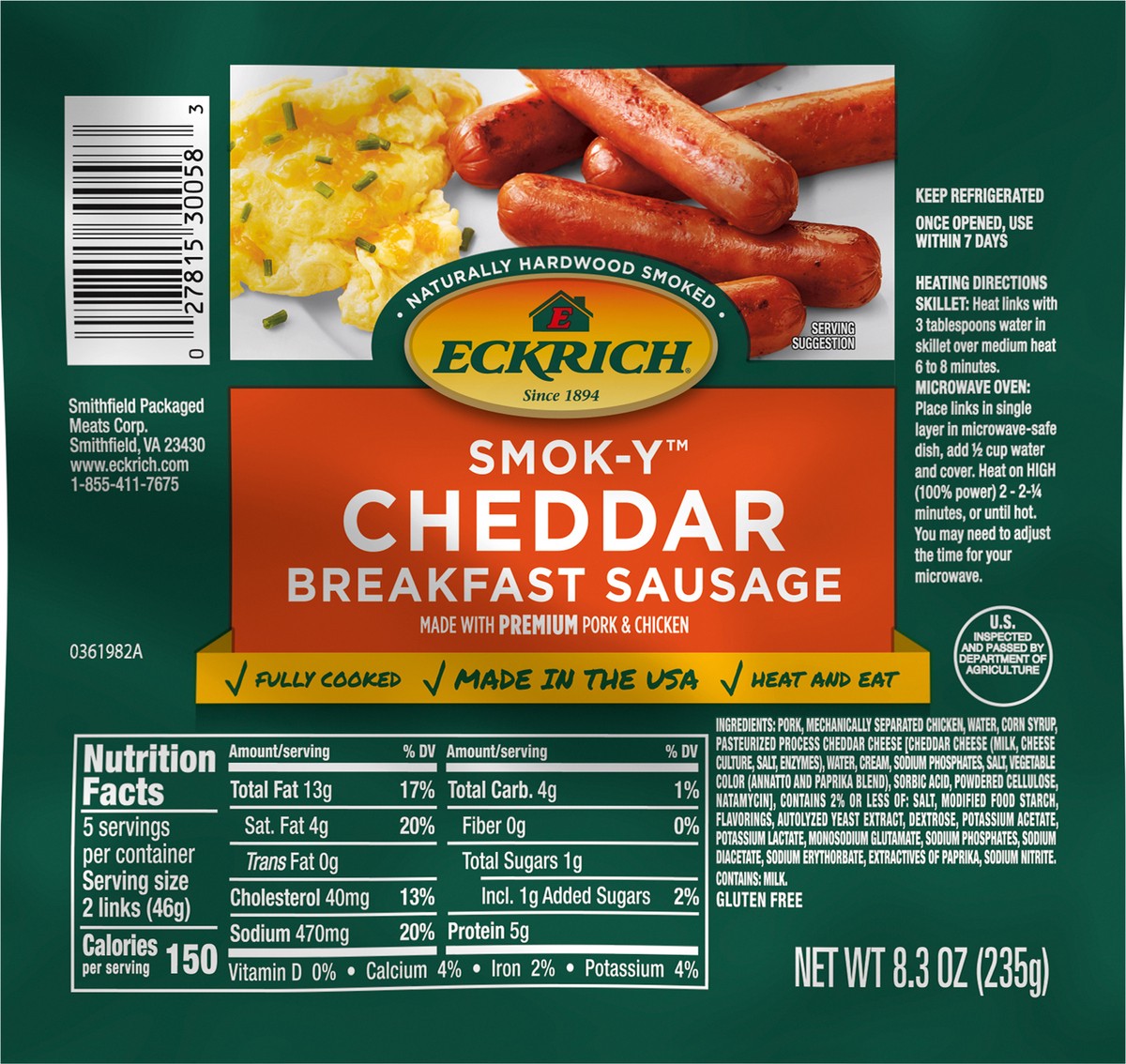 slide 2 of 2, Eckrich  Smok-Y Cheddar Breakfast Sausage Links 8.3 oz, 8.3 oz