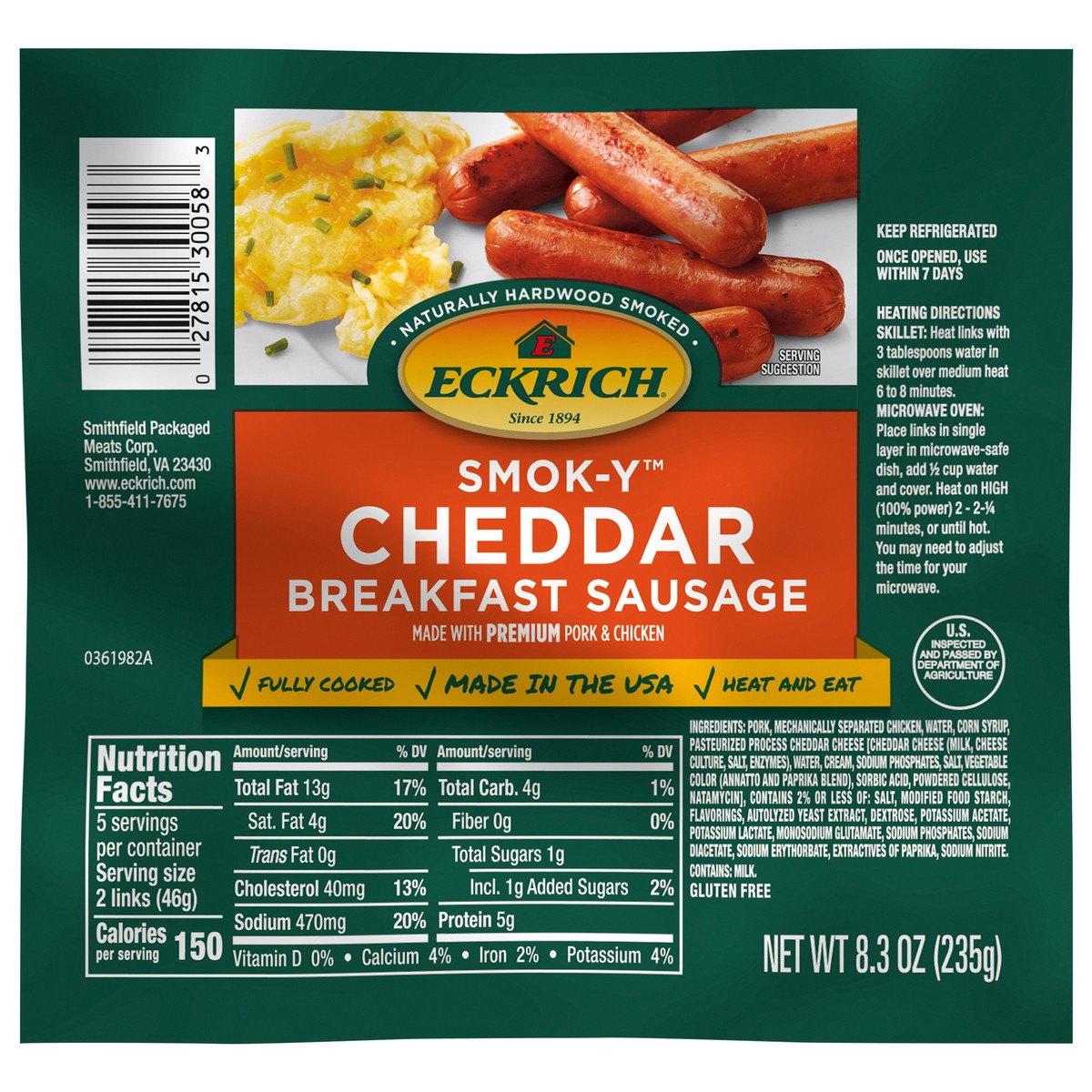 slide 1 of 2, Eckrich Smok-Y Cheddar Breakfast Sausage Links 8.3 oz, 8.3 oz