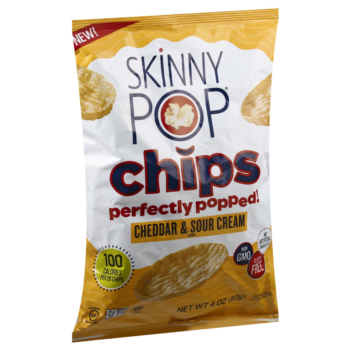 slide 2 of 9, SkinnyPop Chips, Cheddar & Sour Cream Flavor, 4 oz