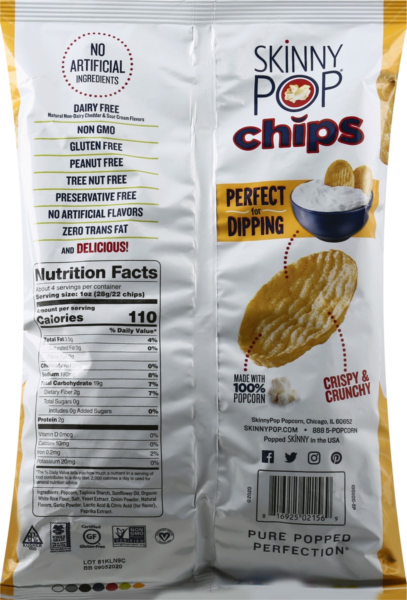 slide 9 of 9, SkinnyPop Chips, Cheddar & Sour Cream Flavor, 4 oz