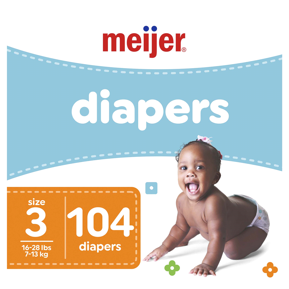 slide 1 of 29, Meijer Baby Diapers, Size 3, 16 ct; 28 lb, 104 ct