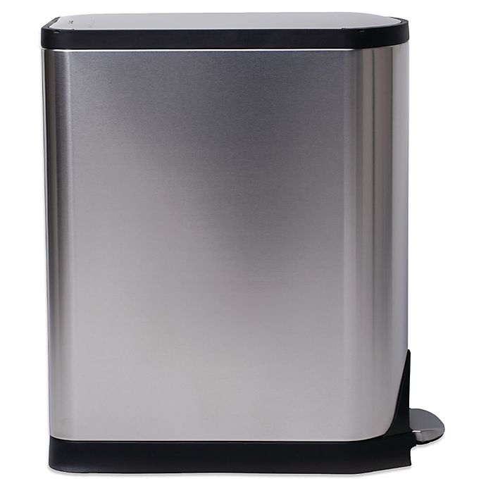 slide 4 of 5, simplehuman Brushed Stainless Steel Fingerprint-Proof Butterfly Recycler Trash Can, 40 liter