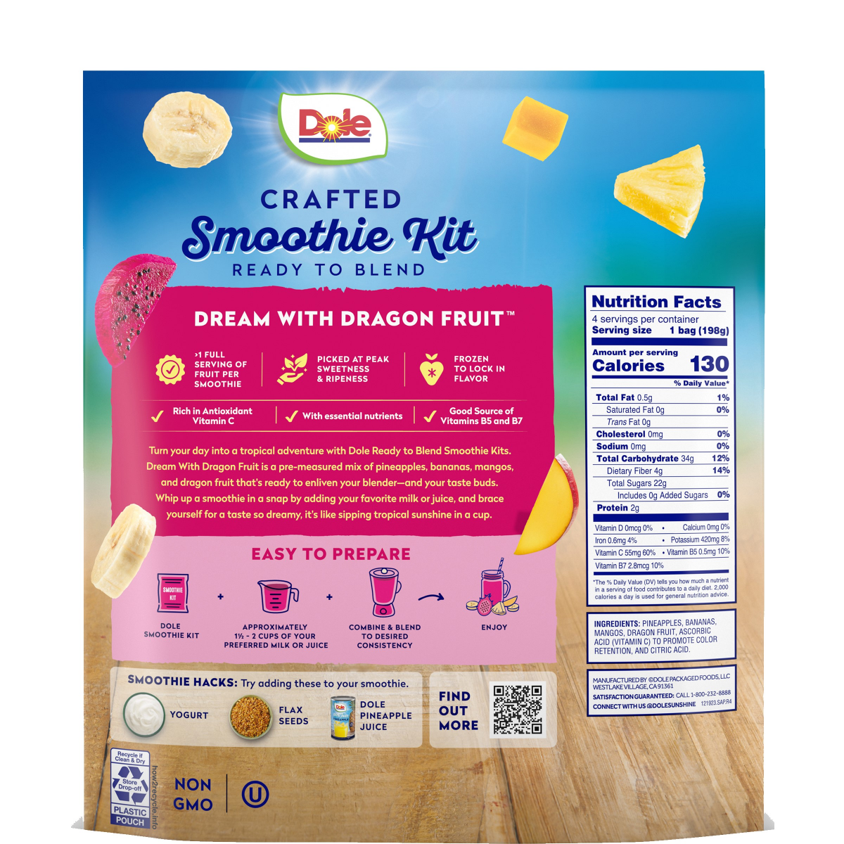 slide 2 of 2, Dole Crafted Smoothies Dream With Dragon Fruit Smoothie, 40 oz