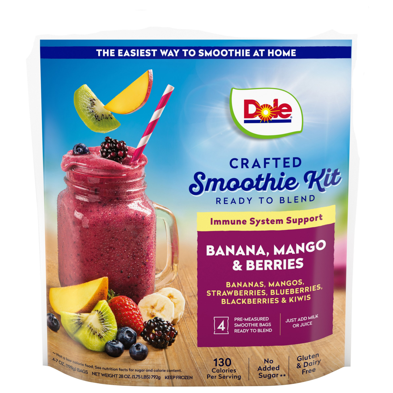 slide 1 of 2, Dole Crafted Smoothies Banana Mango Berry Break Smoothie, 40 oz