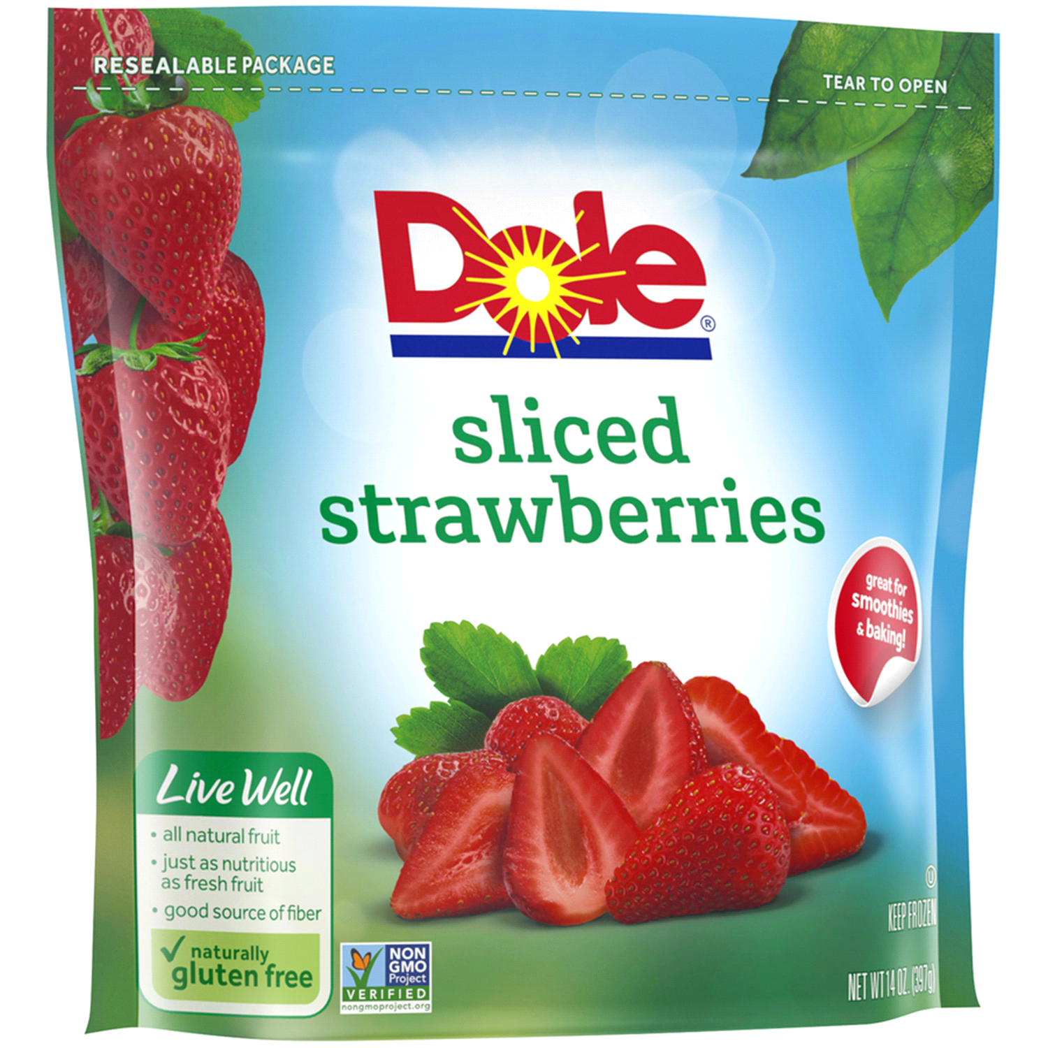 slide 1 of 1, Dole Sliced Frozen Strawberries, 14 oz