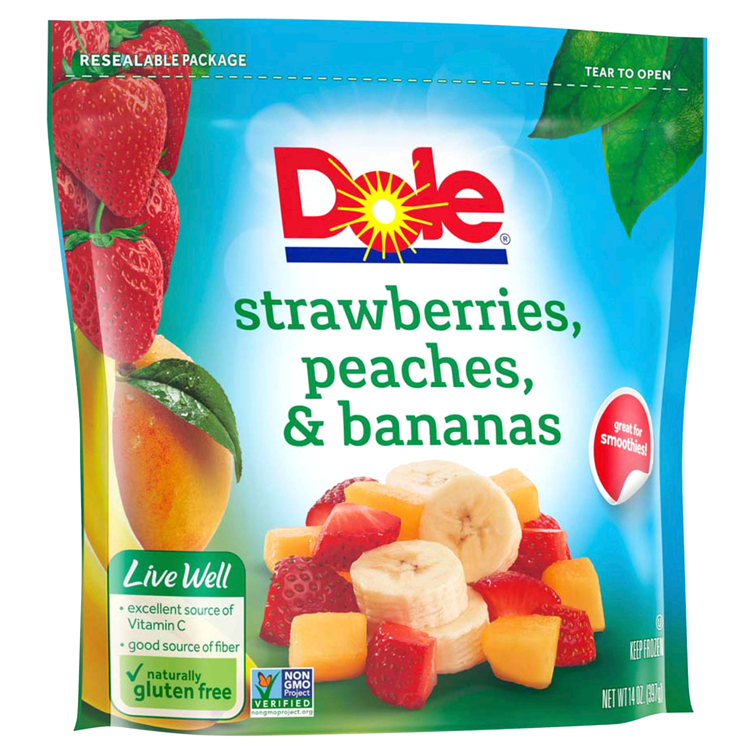 slide 1 of 1, Dole Strawberries, Peaches & Bananas, 14 oz