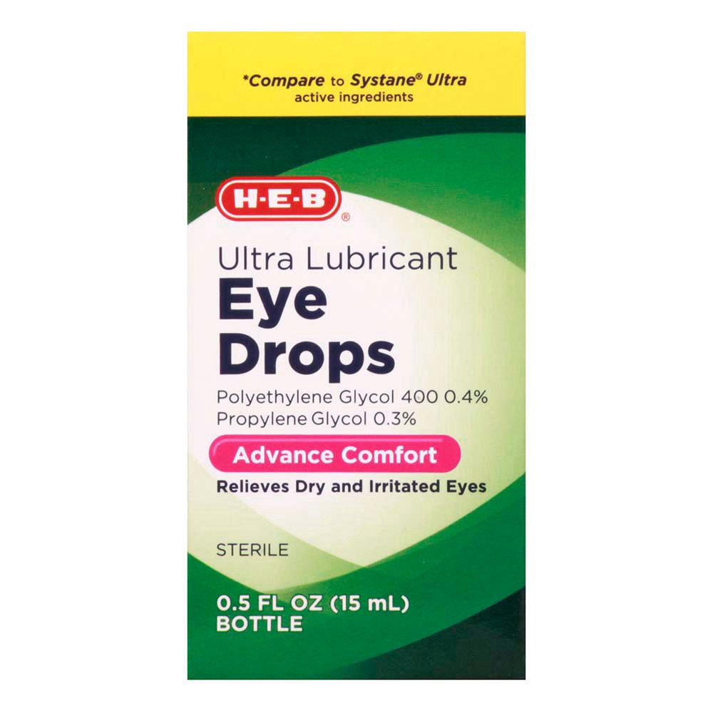 slide 1 of 1, H-E-B Ultra Lubricant Eye Drops, 0.5 oz