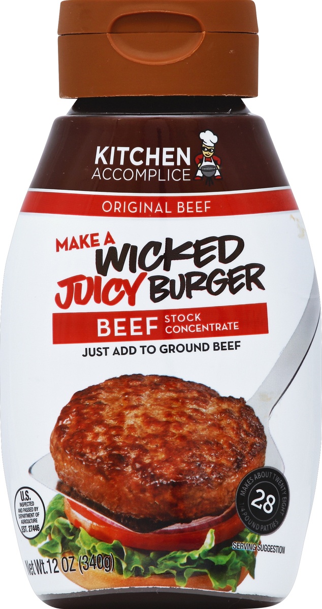 slide 2 of 2, Kitchen Accomplice Wicked Juicy Burger Original Beef Stock Concentrate, 12 oz