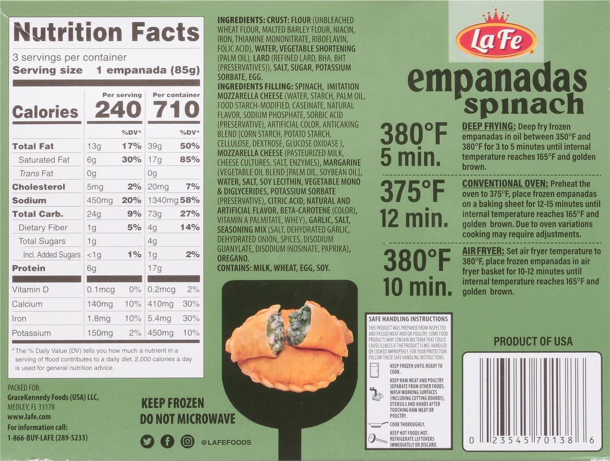 slide 5 of 13, La Fe Spinach Empanadas 3 ea, 3 ct