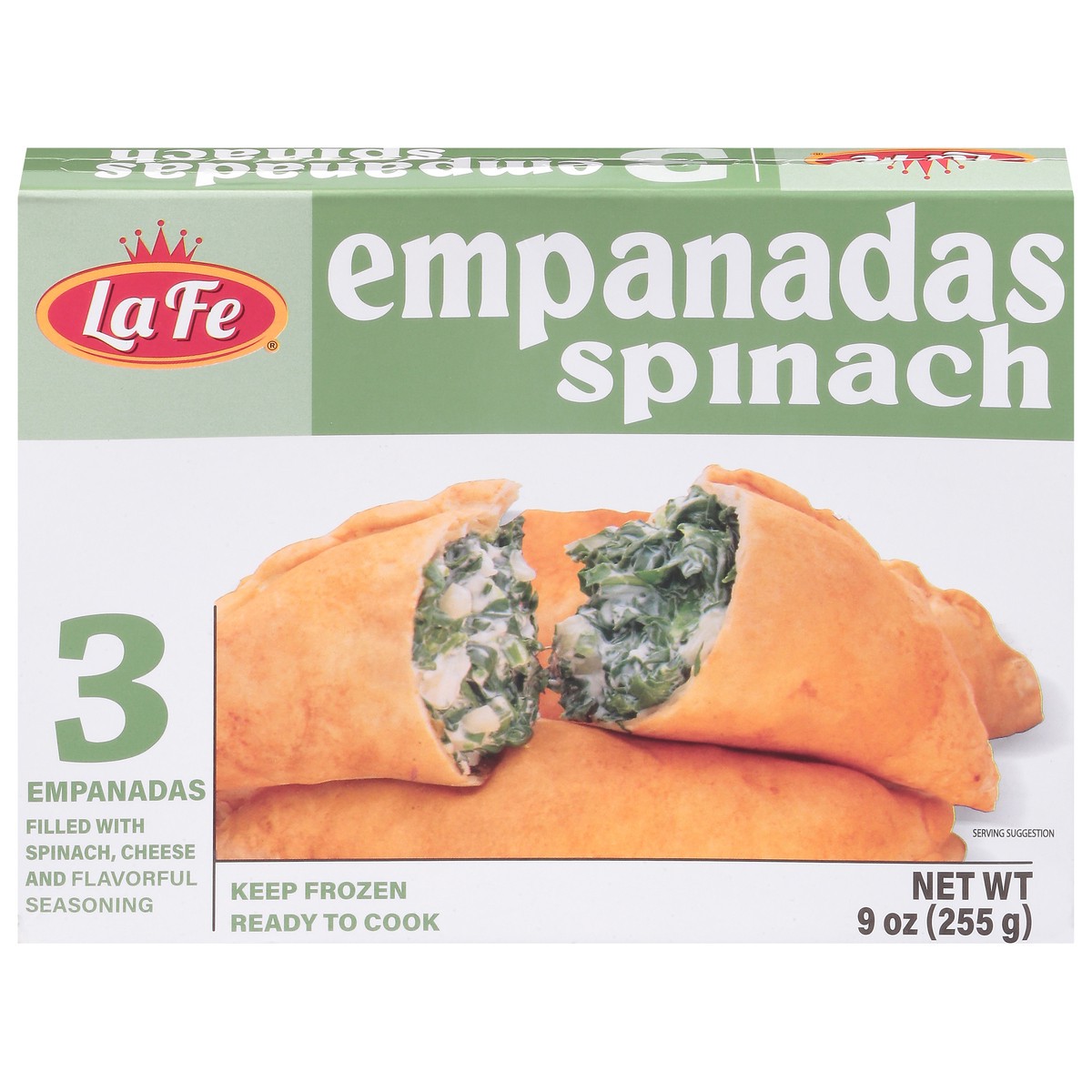 slide 9 of 13, La Fe Spinach Empanadas 3 ea, 3 ct