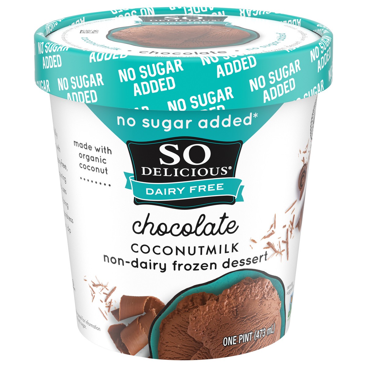 slide 1 of 1, So Delicious Dairy Free Coconut Milk No Sugar Added Chocolate Frozen Dessert, 1 pint