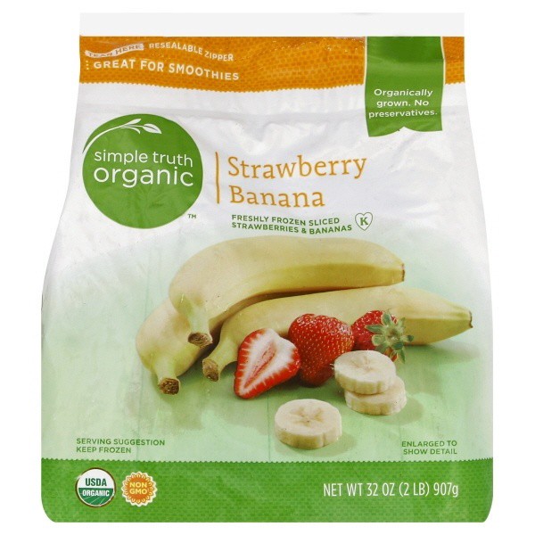slide 1 of 4, Simple Truth Organic Frozen Sliced Strawberries & Bananas, 32 oz