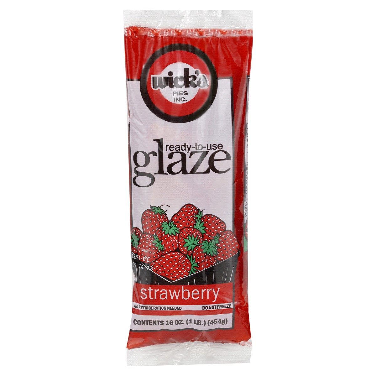 slide 1 of 5, WICKS Wick's Pies Inc. Strawberry Ready-to-Use Glaze Pouch, 16 oz, 16 oz